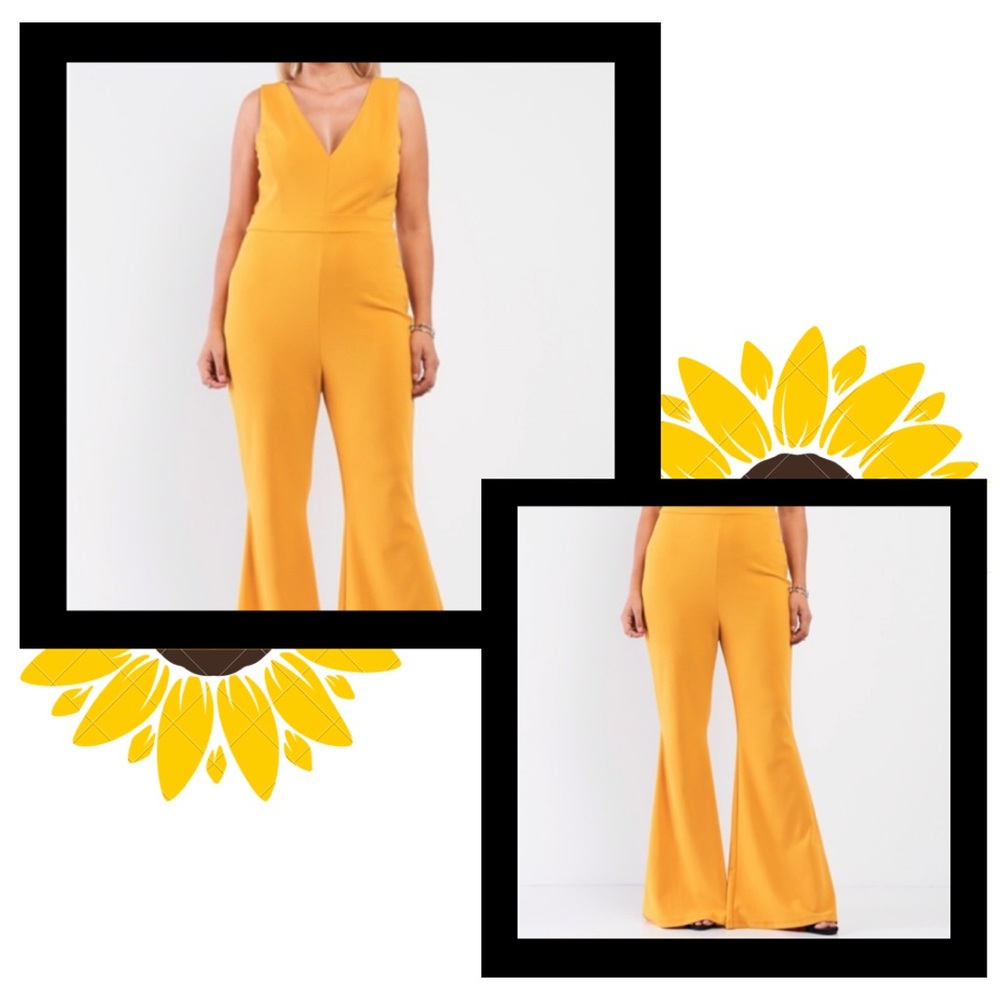Yellow flare leg jumpsuit 💛 PLUS 💛